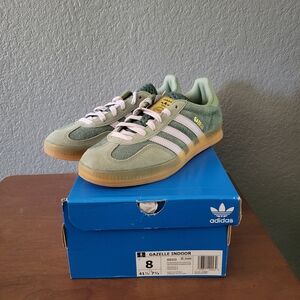 Adidas Gazelle Indoor Sneakers - Sage Green & White